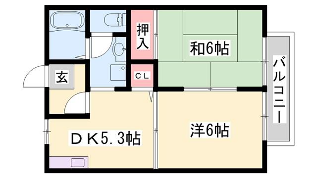 アルカンシェール(2DK/1階)の間取り写真
