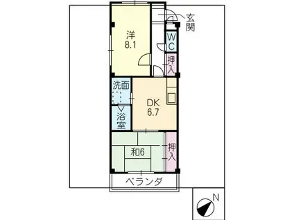クレセントルオ(2DK/2階)の間取り写真