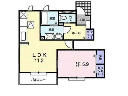 サンビタリア(1LDK/1階)の間取り写真