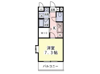 アデュレリア(1K/2階)の間取り写真