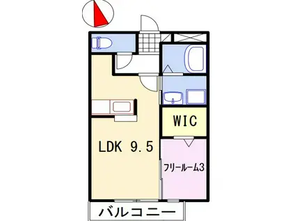ハイツ千(1LDK/1階)の間取り写真