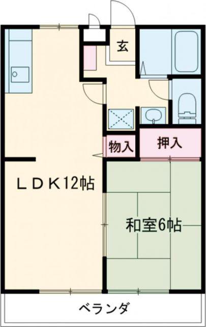 ラインハイツわたなべA(1LDK/2階)の間取り写真