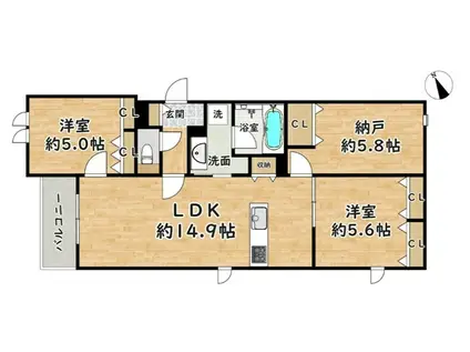 VIVRE3苦楽園(3LDK/2階)の間取り写真