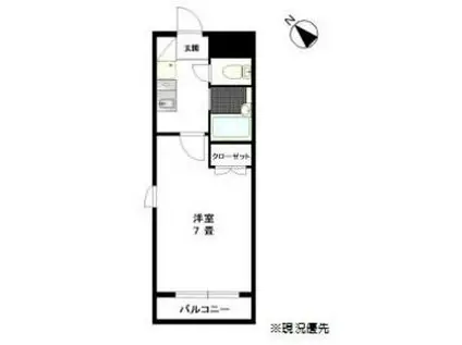 ロッキー杁ヶ池A・B(1K/2階)の間取り写真