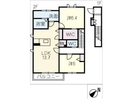 VILLACE B(2LDK/2階)の間取り写真