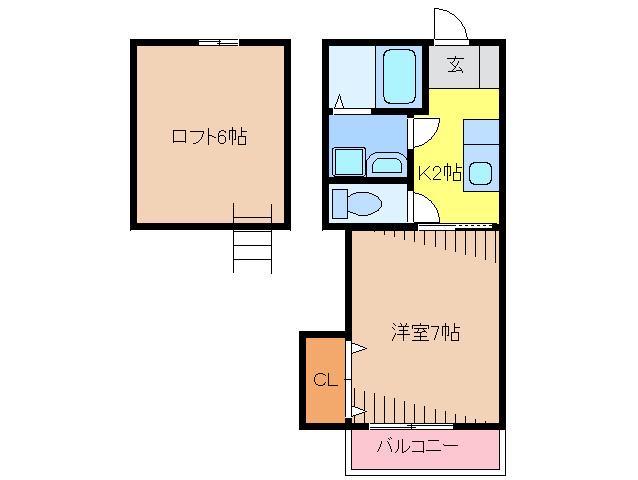 パティオ福工大前(1K/1階)の間取り写真