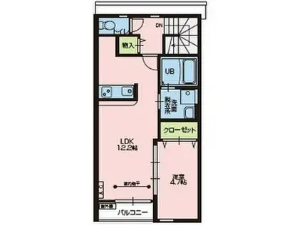 CREARE A棟(1LDK/2階)の間取り写真