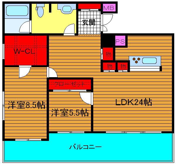 グラスホッパー(2LDK/11階)の間取り写真
