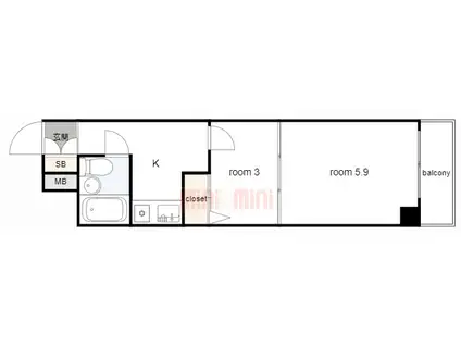 ライオンズマンション新神戸(2K/2階)の間取り写真