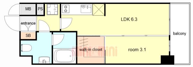 ヴェール尼崎城(1LDK/2階)の間取り写真