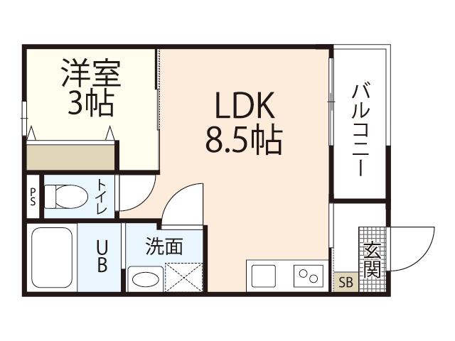 BAYSIA宇品(1LDK/3階)の間取り写真