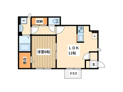 グレイスフルケー(1LDK/1階)の間取り写真