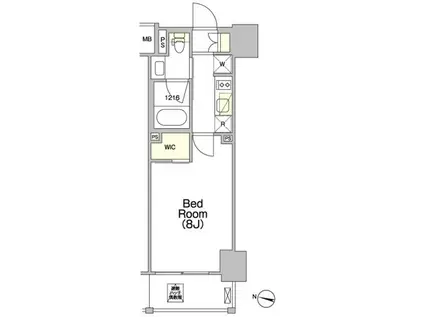 ジオエント赤羽(1K/6階)の間取り写真