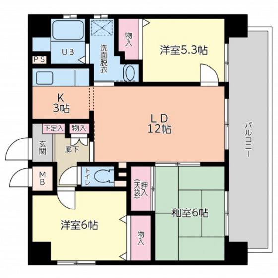 ユアコート横川(3LDK/4階)の間取り写真