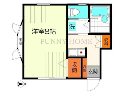 グレーハウス(1K/2階)の間取り写真