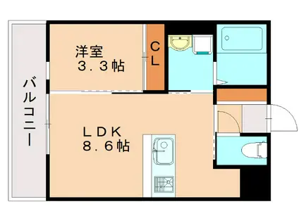 フィーリックス舞の里(1LDK/2階)の間取り写真