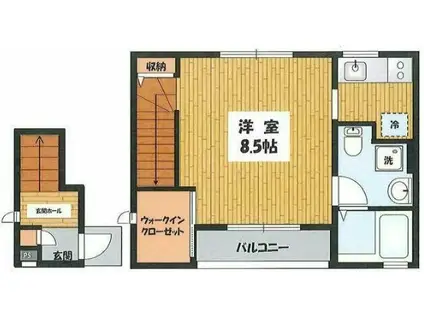 蓼科荘(1K/2階)の間取り写真