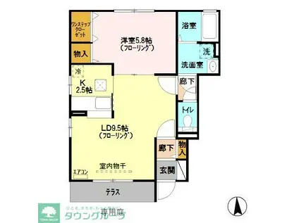 ツインコート モダンコート(2LDK/1階)の間取り写真