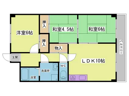 サンシャイン鈴蘭台(3LDK/5階)の間取り写真