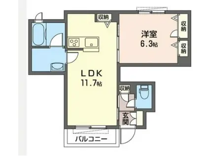 FELISEED(1LDK/1階)の間取り写真