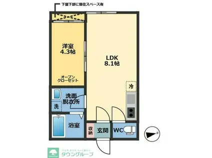 メゾン・ドゥ・アッシュ松戸II(1LDK/1階)の間取り写真