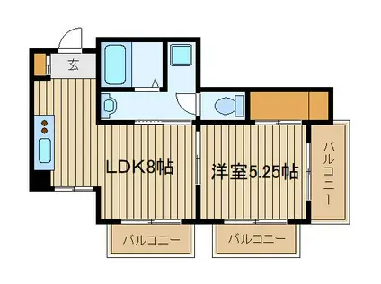 清水マンション(1LDK/3階)の間取り写真