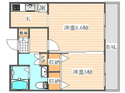 リアンシエルブルー東比恵(1LDK/10階)の間取り写真