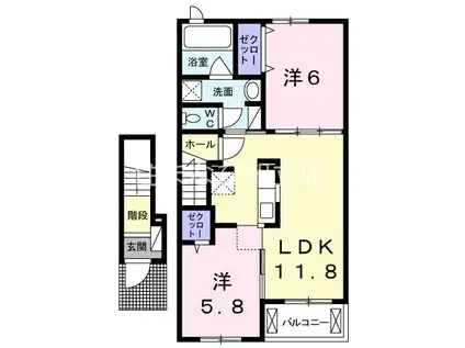 サン・クラール(2LDK/2階)の間取り写真