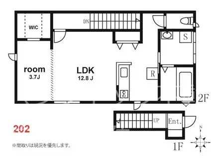 フォルトゥーナM(1LDK/2階)の間取り写真