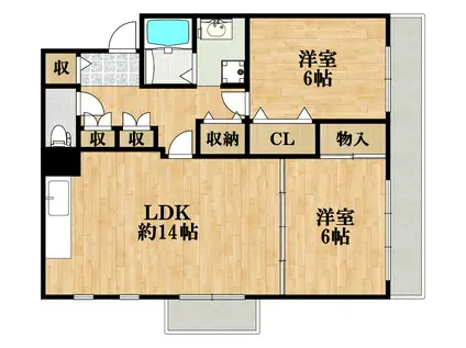 CALME-J1(2LDK/1階)の間取り写真