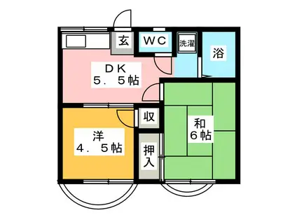 コスモハイツ(2DK/2階)の間取り写真