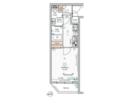 ヴォーガコルテ大森東(1K/4階)の間取り写真