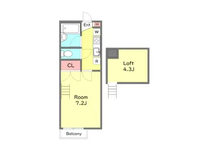 フライハイト(1K/1階)の間取り写真