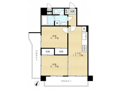 マイキャッスル船堀(2LDK/5階)の間取り写真