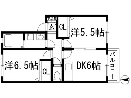 紅葉ガ丘フォーテックⅡ(2DK/2階)の間取り写真