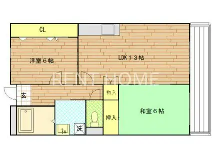 バンシャイン法善寺(2LDK/2階)の間取り写真