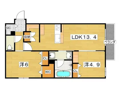 ビブレ アンサンブル(2LDK/1階)の間取り写真