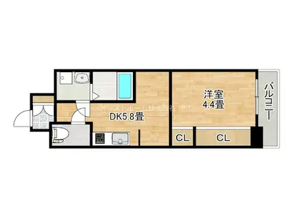 SOAR堺綾之町(1DK/7階)の間取り写真