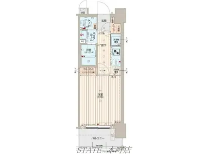 アスヴェル阿波座BLUE EARTH(1K/4階)の間取り写真