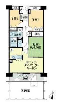 ファミール津田沼(3LDK/1階)の間取り写真