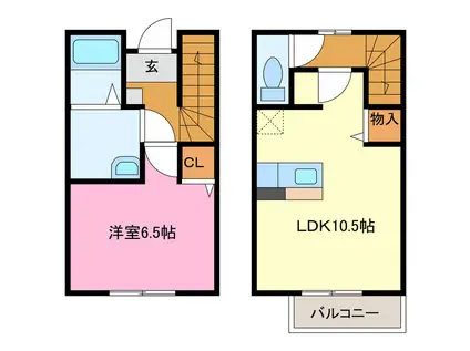 MAISONETTE LAND 千代崎駅A(1LDK/1階)の間取り写真