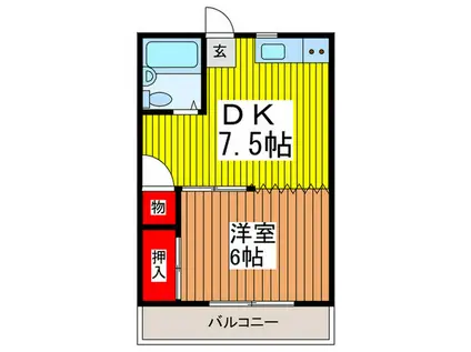 アザレ大成(1DK/2階)の間取り写真