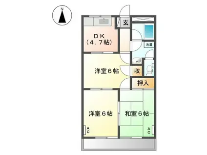 FLORENCE 吉野(3DK/2階)の間取り写真