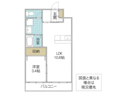 オリーブ学園の森(1LDK/1階)の間取り写真