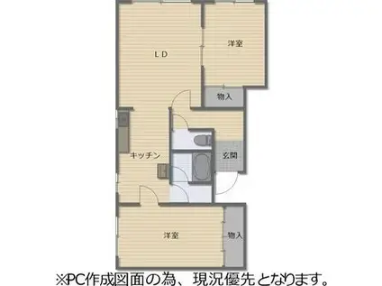 コーポ萌(2LDK/3階)の間取り写真