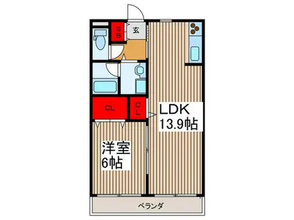 ＪＲ埼京線 南与野駅 徒歩11分 3階建 築14年(1LDK/3階)の間取り写真