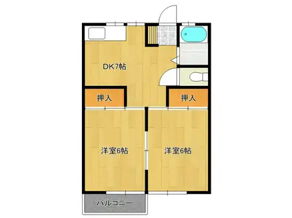 コーポミヤ(2DK/2階)の間取り写真