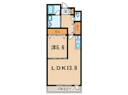 LA BASE SECRETE甲南山手(1LDK/2階)の間取り写真
