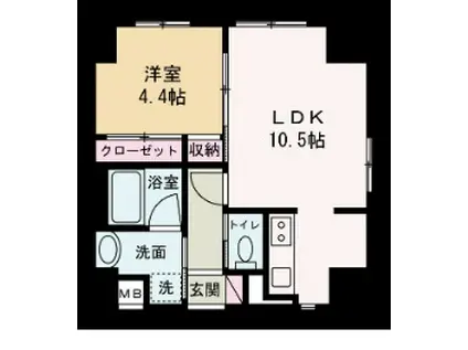 GLANZ高尾町(1LDK/7階)の間取り写真