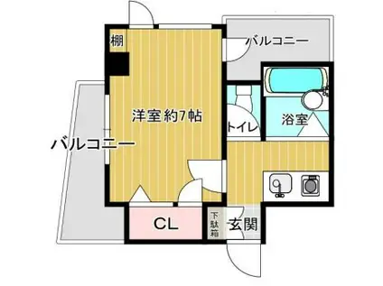 あけぼのコート(1K/4階)の間取り写真